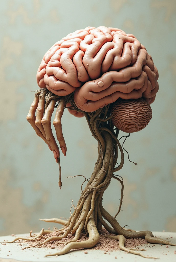 Brain with hands drawing