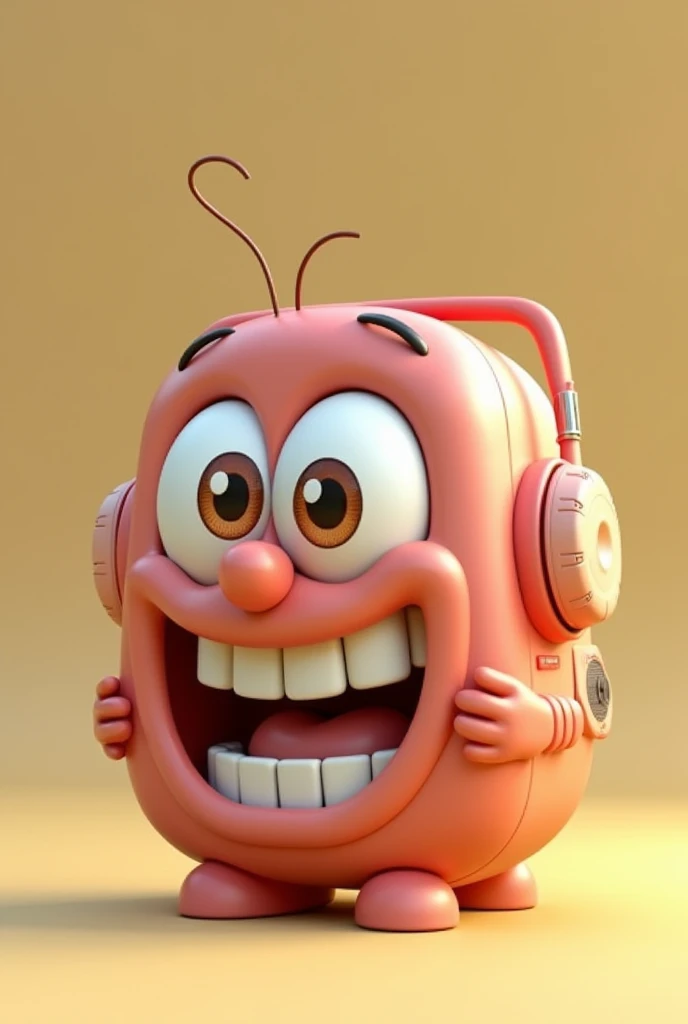 A cassette player, cute animated, Grinning