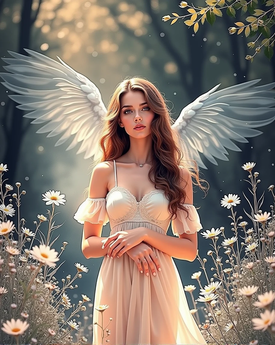 Beautiful 19-year-old woman with brown hair