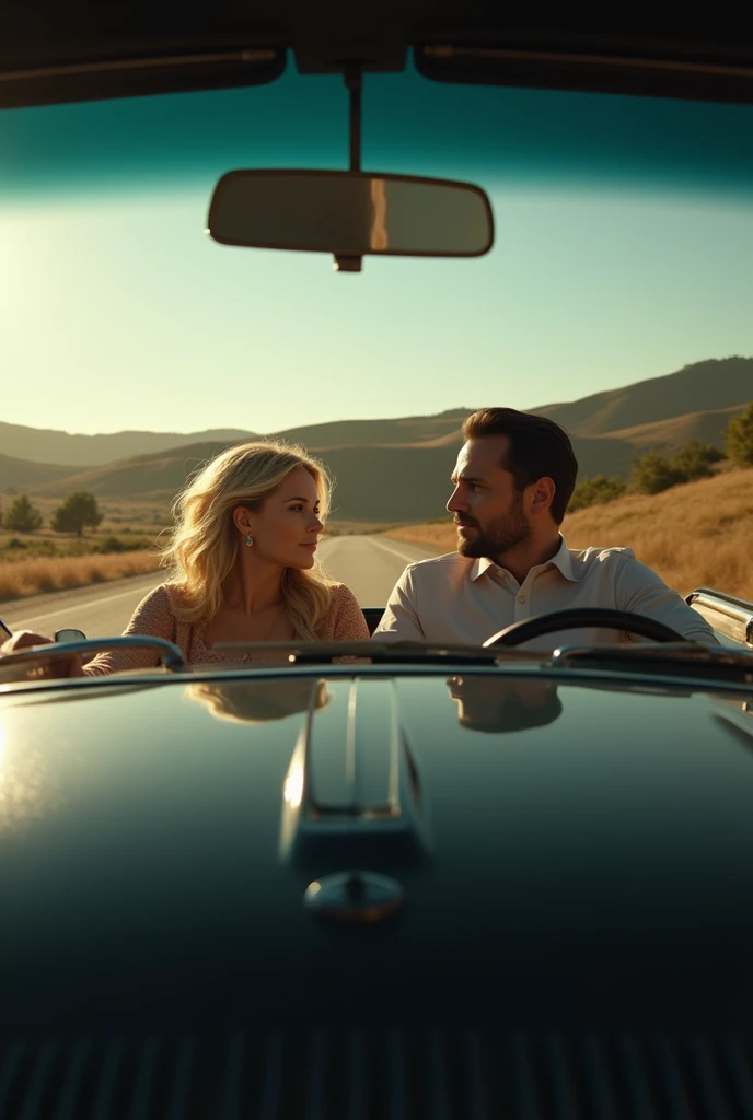 Woman and man driving in a car 