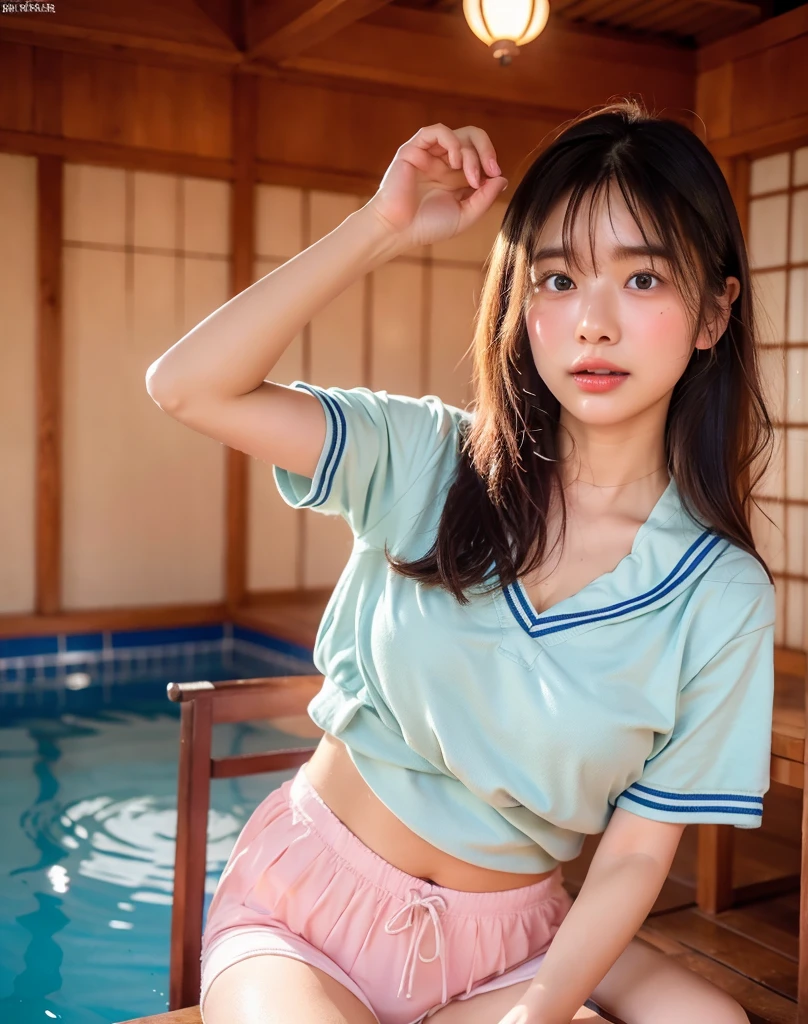 (natta:1.7), East Asian Architecture, 2womanl,Selfie,((Two women in love:1.3)),kiss,Sleeping on a tatami mat,((Realistic skin without makeup:1.5)),((Bare breasts and thighs visible through gaps in clothing)),(Underwear partially wet with sweat stains:1.3),Small head,((I am holding a long, thin, soft rubber water balloon.:1.5)),((Spreading her legs))、((Beautiful thighs))、I'm opening my mouth a little、(Erect nipples:1.2), brunette color hair，Medium Short Hair、((innocent)),（hair between eye）, Lip flap, ,Beautiful fingers,Beautiful long legs,Beauty Body，Cute nose，Beautiful character design，perfect  eyes，face perfect，looking at viewert，（Innocent_Big_eyes：1.0），They are raising their hands and having fun.,（light_Smile：0.3），((In the middle of taking off your underwear:1.2))、((Bold Pose))、Open atmosphere、Intimate atmosphere、Half-taken clothes、Shy expression、Embarrassing、((Her clothes are disheveled and her skin is showing))、offcial art，Very detailed CG Unity 8k wallpaper，Perfect litthing，highly colorful，Bright_front_Face_Lighting，（tmasterpiece:1.0),(Best_quality:1.0), 超A high resolution,4K,ultra - detailed, photography of, 8k, nffsw, hight resolution, absurderes:1.2, Kodak portra 400, film grains, the background is blurred, bokeh:1.2, Lens Flare Glow, ( Vibrant_colour:1.2) (Beautiful,Large_breasts:1.4), (Beautiful_Face:1.5),((full body)),8k,Raw photo, 、Relax at a ryokan in Japan、The background is the open-air bath at night at a hot spring inn (Girls are not subjects:1.3) (Hair after a bath:1.3),(Hair is wet:1.3) ((Girls are not subjects:1.2))((Draw a wide night background:1.2),((Simple Japanese high school uniform:1.5)),((The background is the entrance living room、At night, Overlooking the inn's large and beautiful gardens..:1.3)),((8th class))、 ((Beautiful shiny straight short long:1.5)) sixteen years old、((Beautiful shiny straight short long:1.5))、(private),(Photos taken by lovers)、(Sophia Lillis)、(Secret photos)、((Beautiful barefoot))、((Relaxed and bold posture))