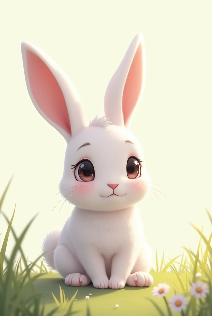White anime rabbit sitting