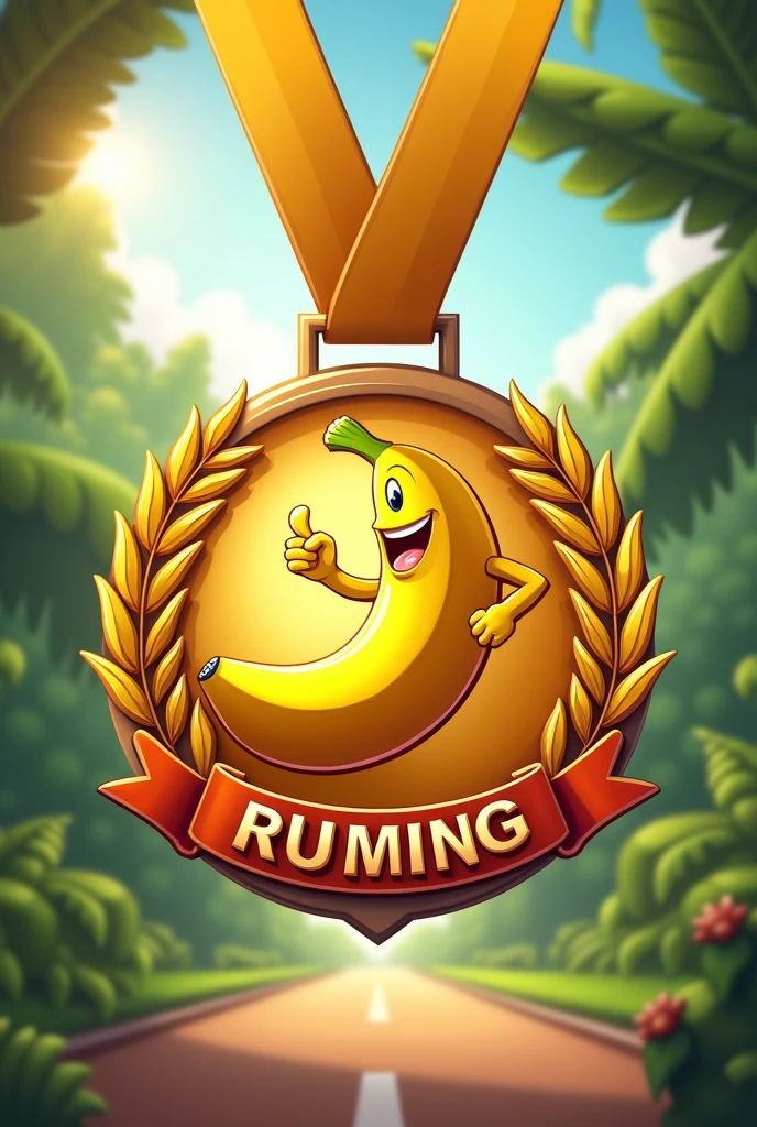 Running medal design,banana 