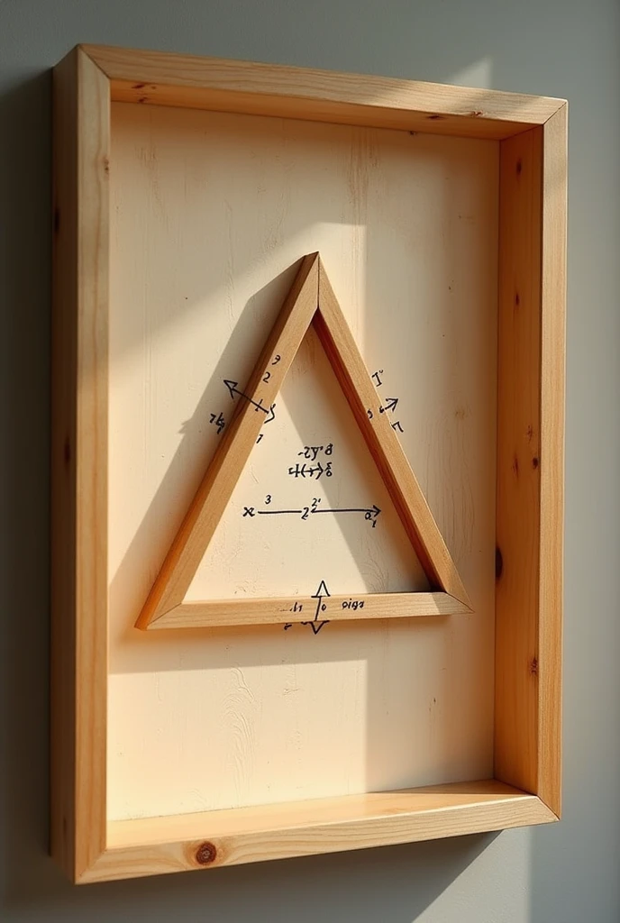 Pythagorean theorem triangle wooden frame pine color