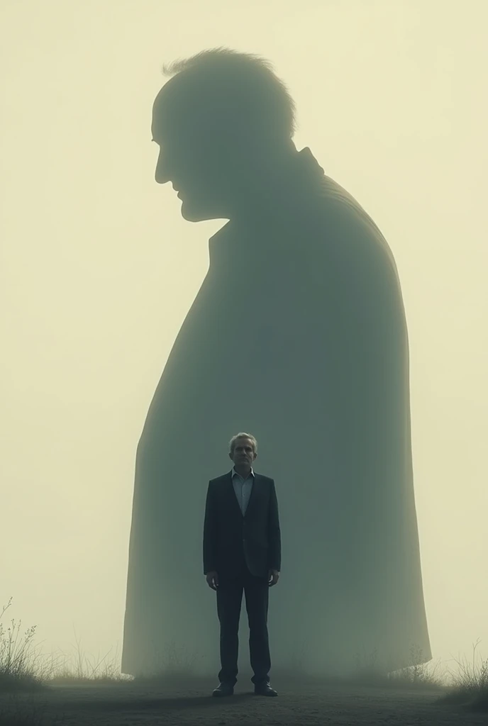 An image of a man in front and the shadow of his father behind him depicting i am not alone