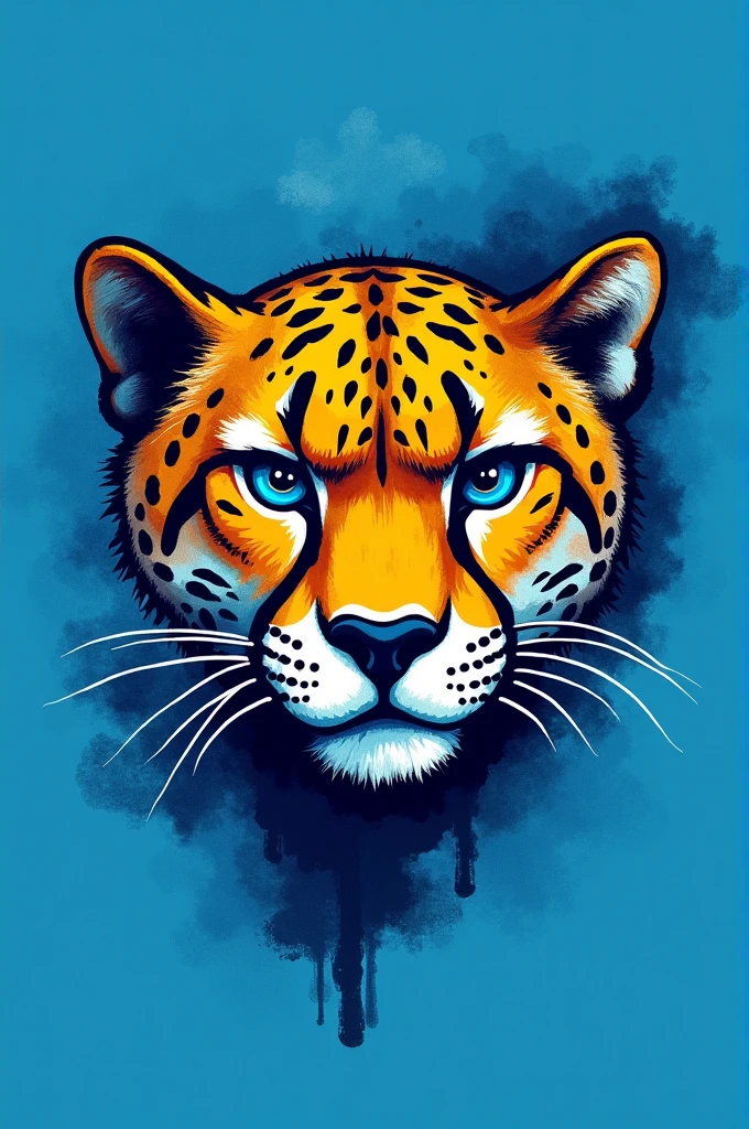 Team jersey with a drawn cheetah and a blue background
