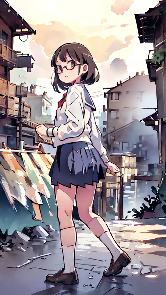 Decadent、Sanctuary、Dazzling Light、Many towers in the distance、Big Moon、Metropolis、Tall buildings、Looking up at the stars、water、Midnight、Moon、Blue light、sky、sea、Nsfw、masterpiece, high quality, 4K, HDR,, Stable Diffusion prompt:  schoolgirl with short、brown hair and red-framed glasses, wearing a white blouse and navy skirt, white panties visible, navy socks and brown loafers, in a state of arousal and trembling with sexual climax,simple illustration style, In a nichijou (everyday life) Setting Image generation AI model used: Stable Diffusion (eleet- model)

id: i2