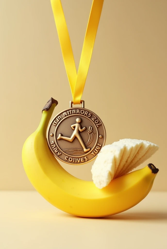 5km road race medal and banana 