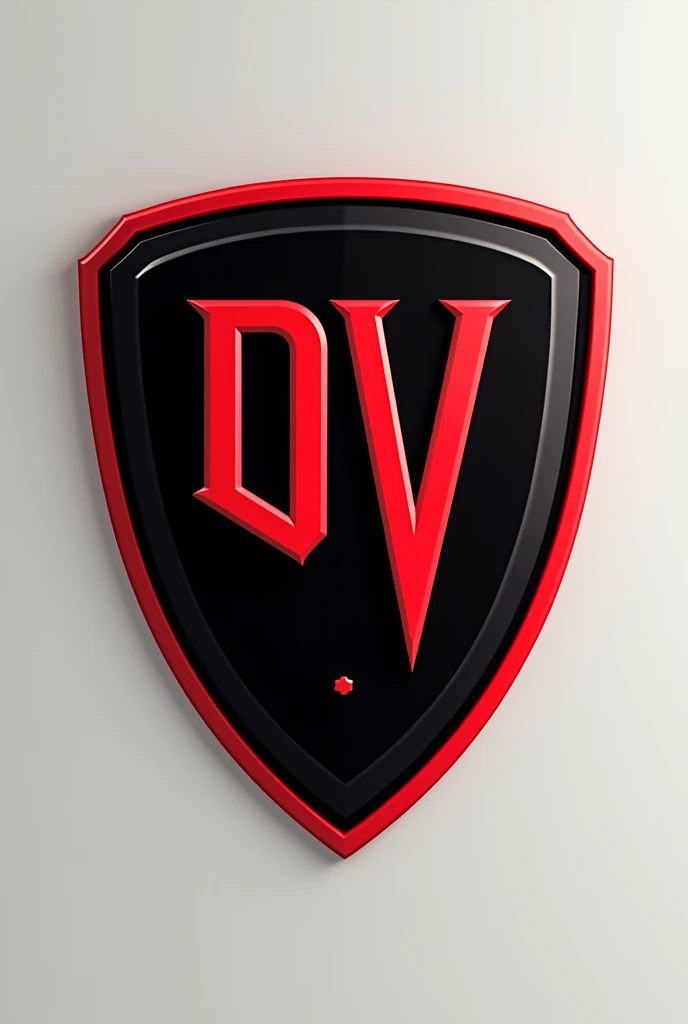 Soccer shield with black and red colors with the initials DV