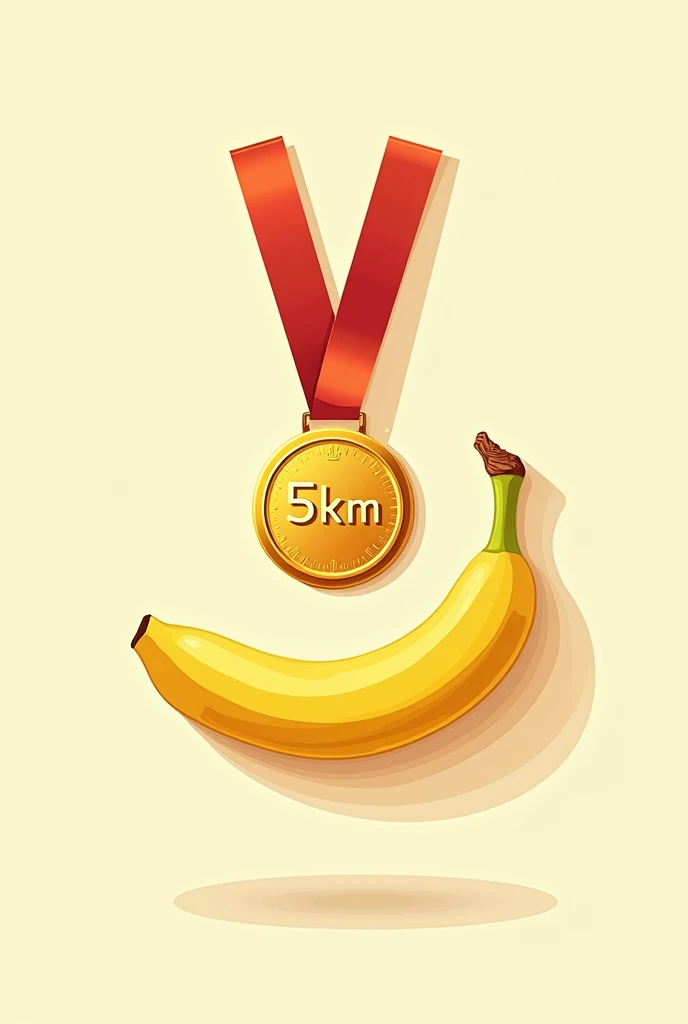 5 km street race medal and banana illustration 