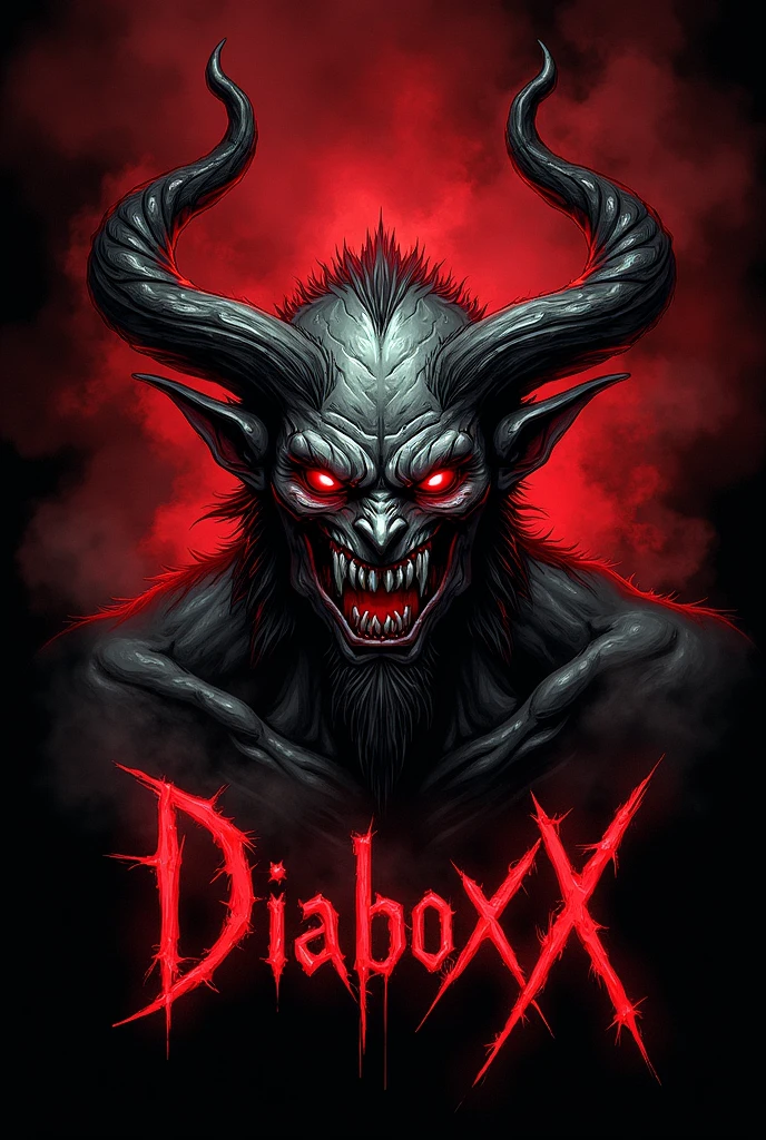 Logo of a demon drawing with the text DiabloxXx written below