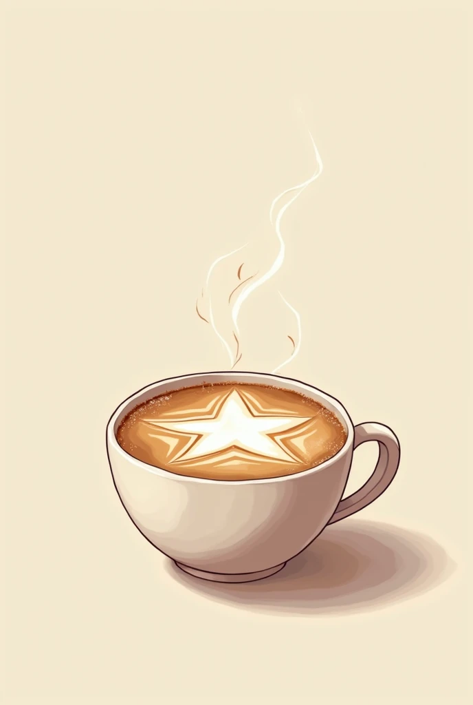An image of a coffee with a star on top that looks like an anime like minimalist design that says coffee star