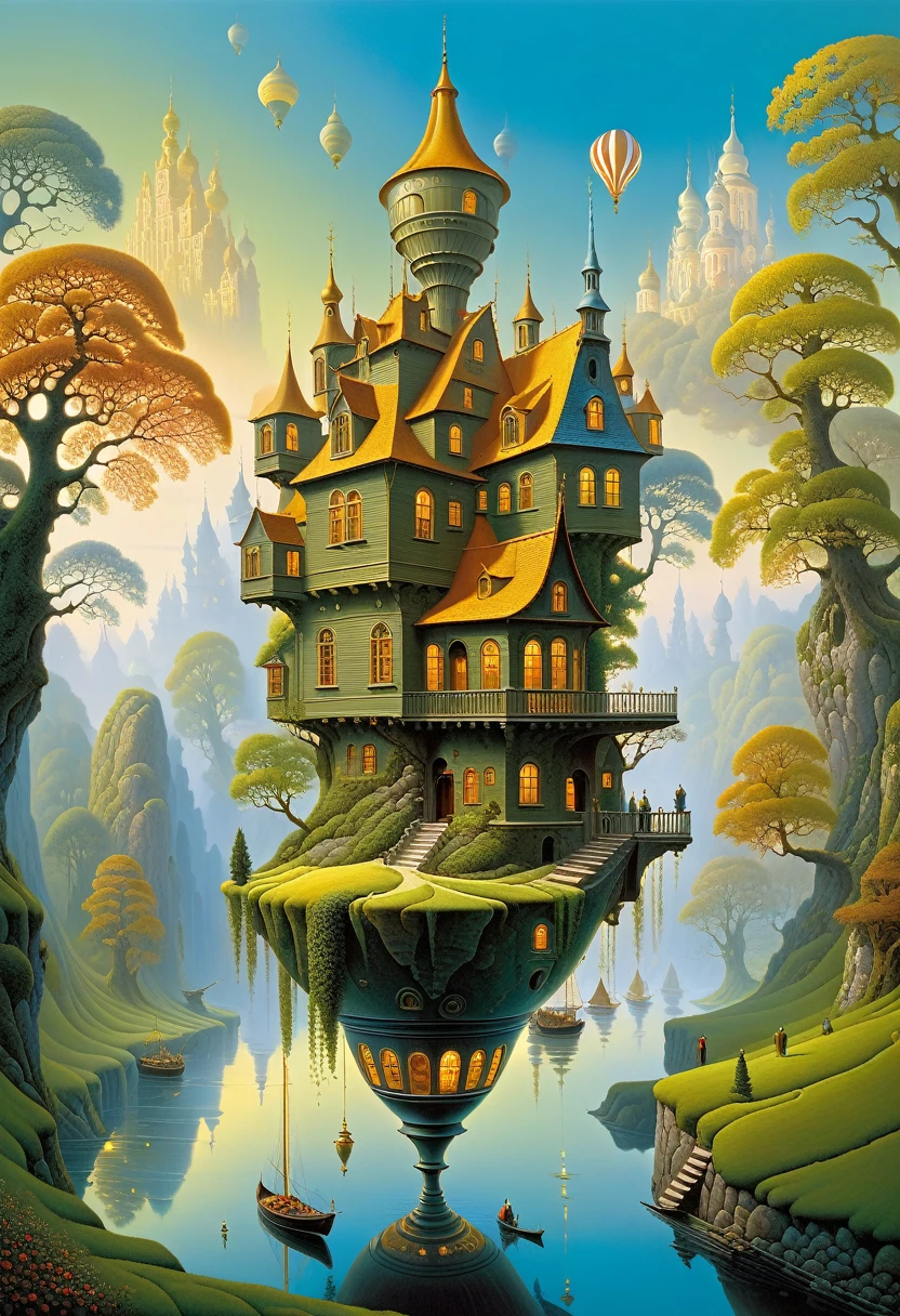 human thoughts art, elegant extremely detailed fantasy, intricate oil on canvas, crisp quality, Epic, extremely beautiful art by Gediminas Pranckevicius, Jacek yerka, Android jones, Thomas Kinkade