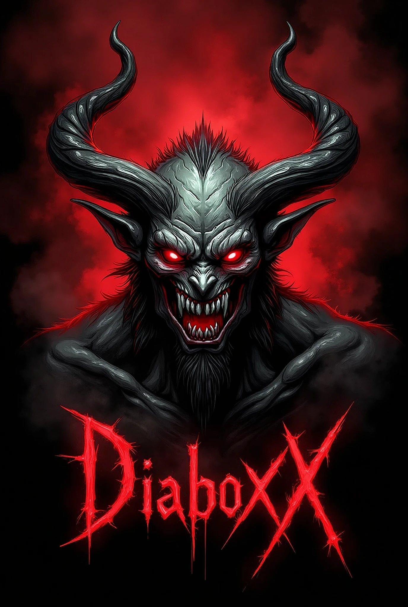 Logo of a demon drawing with the text DiabloxXx written below