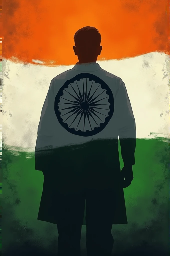 Subhash Chandra Bose shadow with Indian flag 