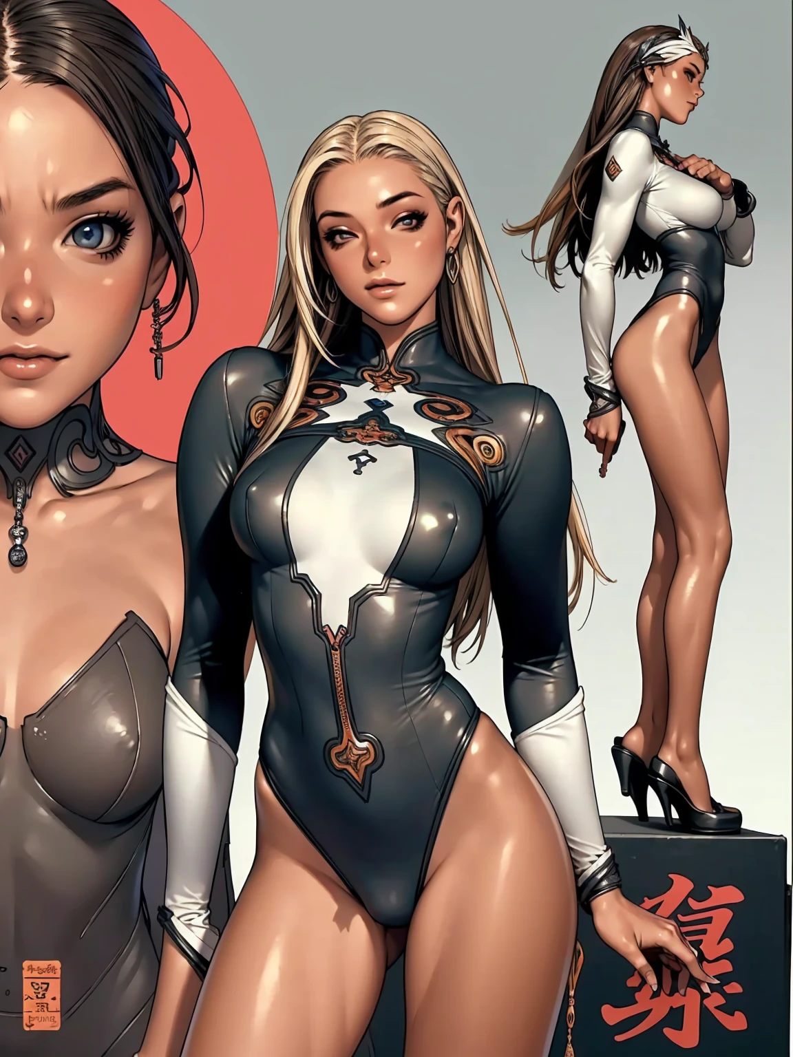 (((best final quality))), ssmile(((standing alone:1.2))),(((1 girl:1.2))),((((beautiful perfect woman)))),(((perfectbody detalhado, perfect finger detailed))),((((((final film poster)))))),(((to burst, close up))),((((detailed complicated machine)))),(((((mechanical genius))))),(((American comics))),(((extreme highlights))),(((extremely colorful, primary colours))),neckleace, super beautiful lady,(((Typography))),text, (Unbeatable masterpiece), (hiper HD),(CG 8k hyper-realistic), (((brave face))), (((breasts big))), (((hyper feminine))), (((musclegirl))), sexly girl, king of fighter,(straight hair with thin braids)), ((( sculptural body ))), (((1 girl))), garota de 25 anos com perfectbody,,Beautiful and well-groomed face,muscular body:1.2,solid color detailed jacket, (Head to thigh photos), Complex equipment, (((standing alone))), pirralha violent, ((())), sexly, pose de atitude, work of art, post-apocalypse, (((manga style))), bounty hunter, violent, Manic, the way you want, slenderbody, thin but strong, perfectbody, roupa moderna, advanced technology, neon, sleeves with vertical striped pattern, intricate background, (( cowboy shot )). intricate visual
