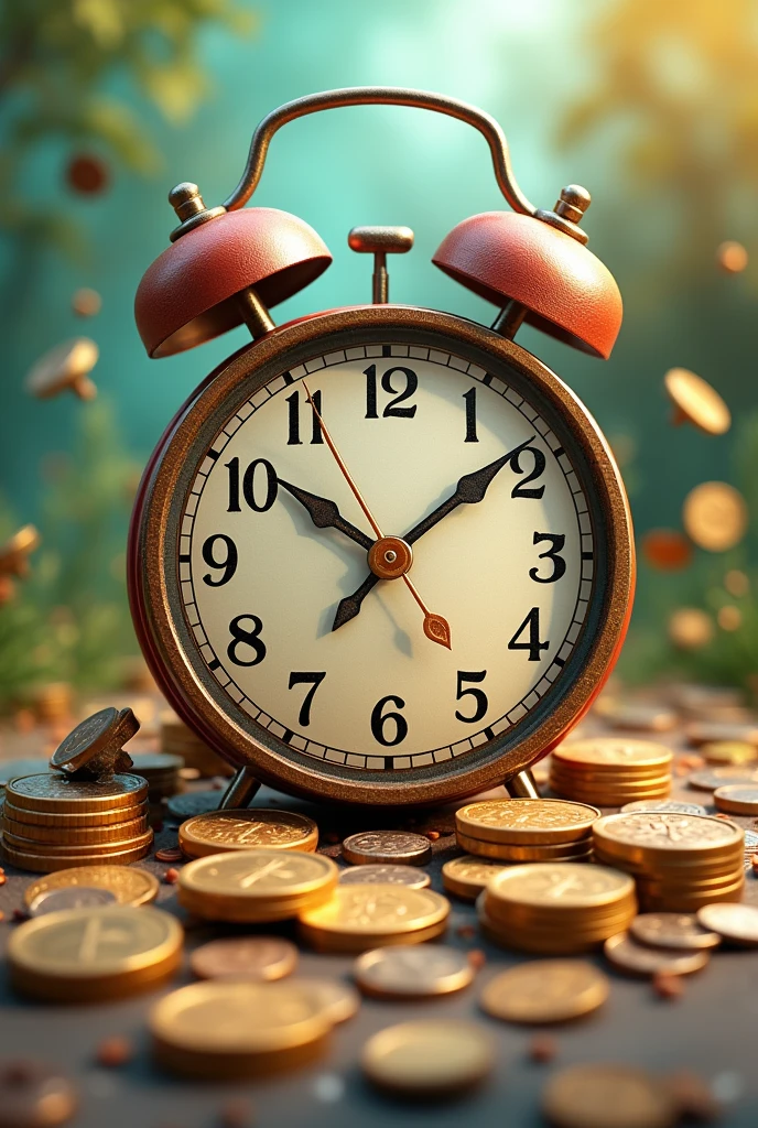 A clock with coins around or in the center, symbolizing how money can grow over time if invested correctly.
Let it be co.the animated