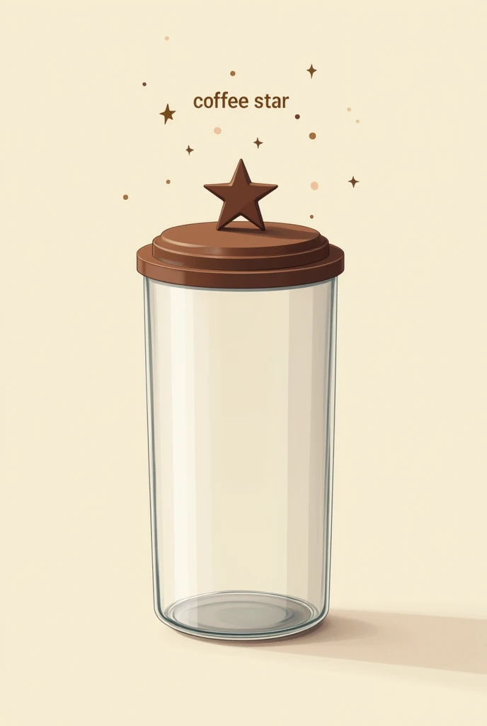 An image of a tall glass with a brown lid with a star on top that looks like an anime-like minimalist design that says coffee star in letters