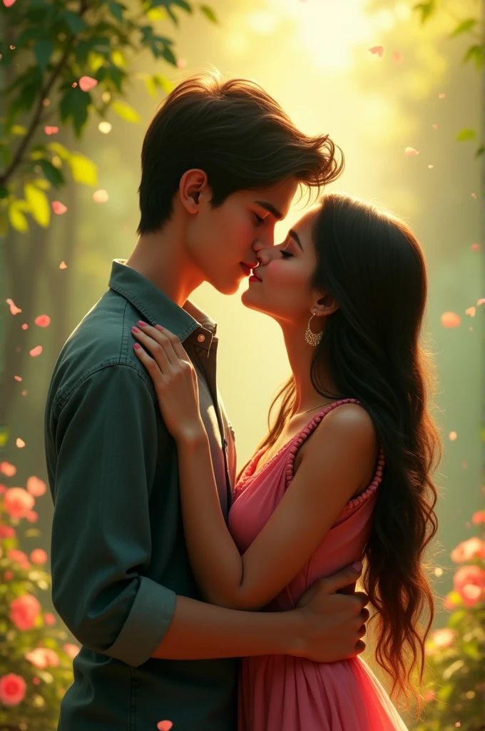 A girl kissing a boy in Hindi video 