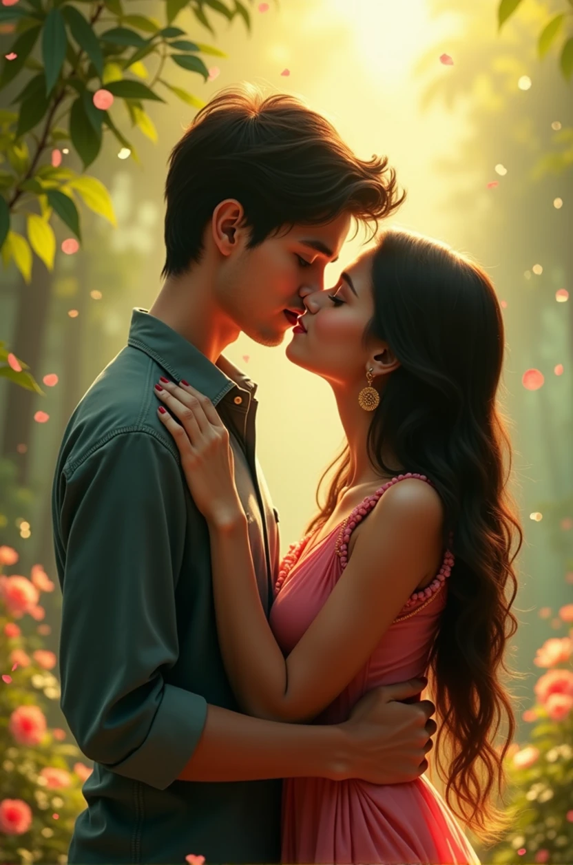 A girl kissing a boy in Hindi video 