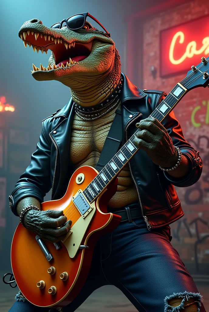 A rock 'n' roll alligator