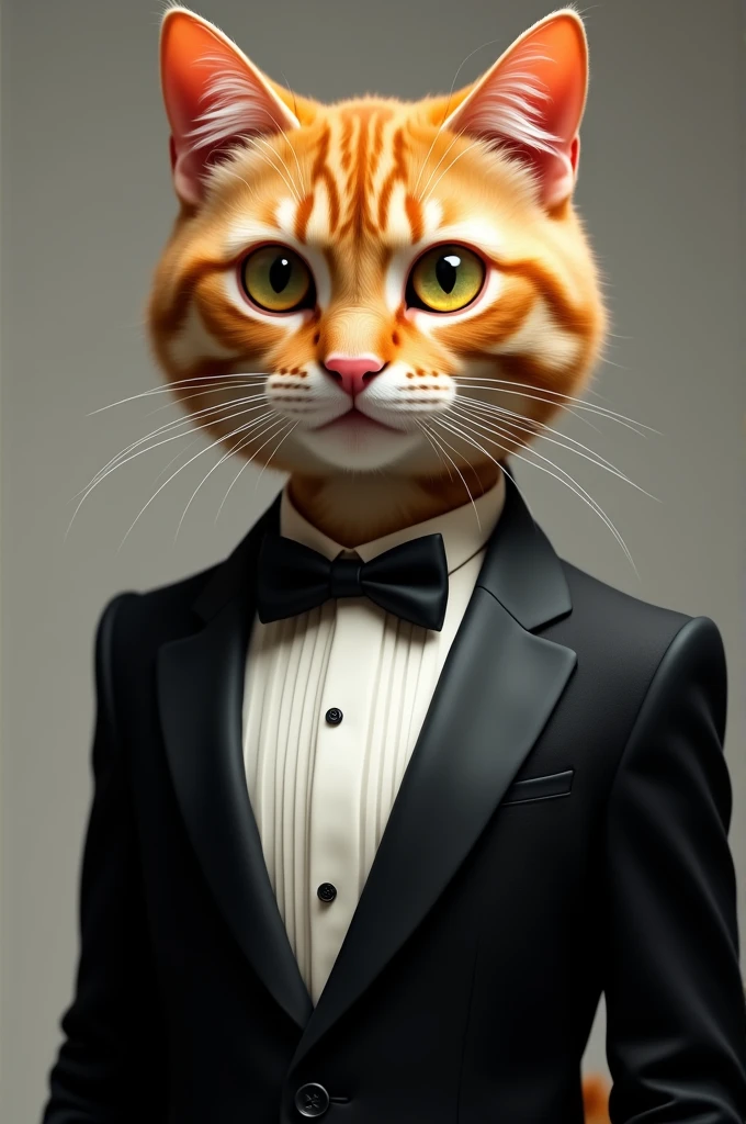 Orange cat wearing a tuxedo