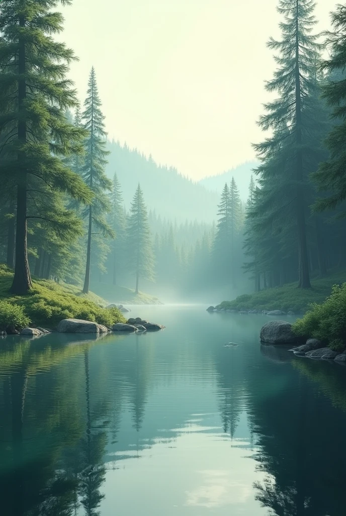 Lake view among the forest 