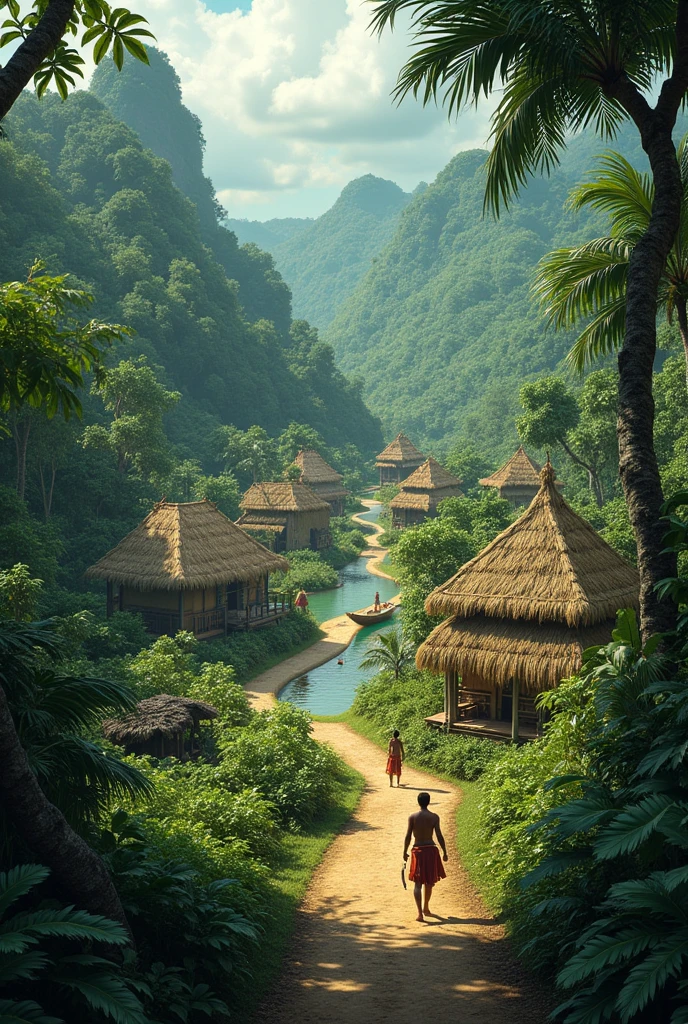 A village in the Amazon rainforest 