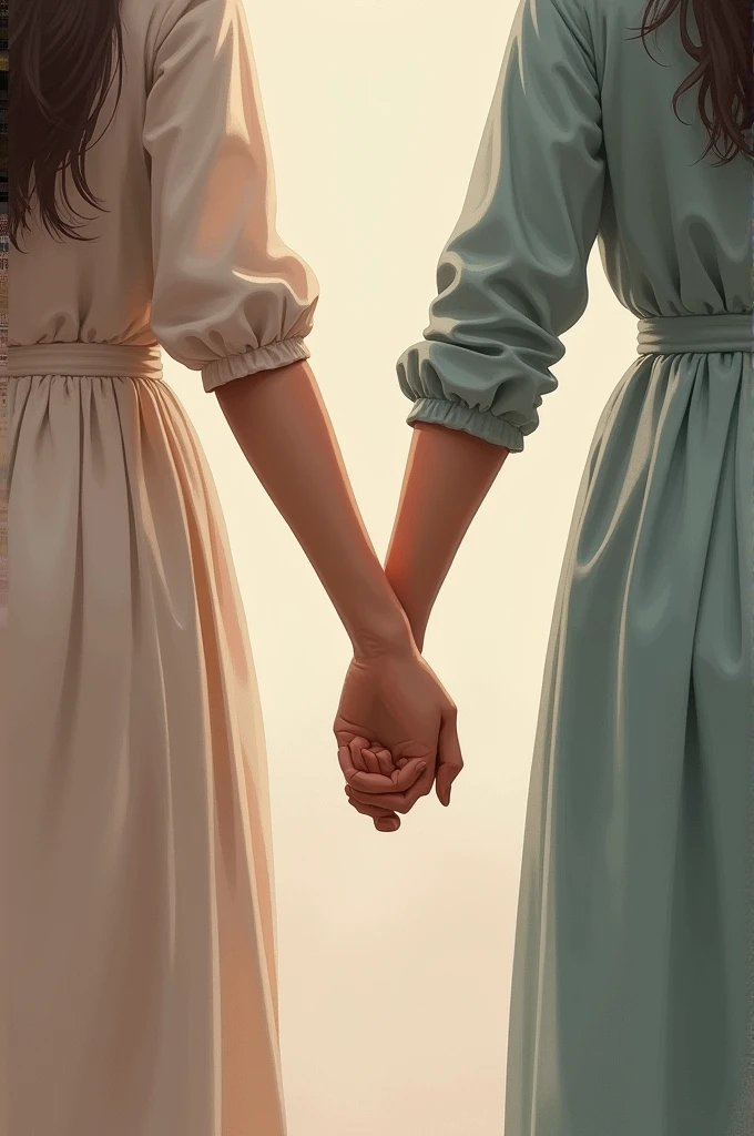 The backs of two people holding hands