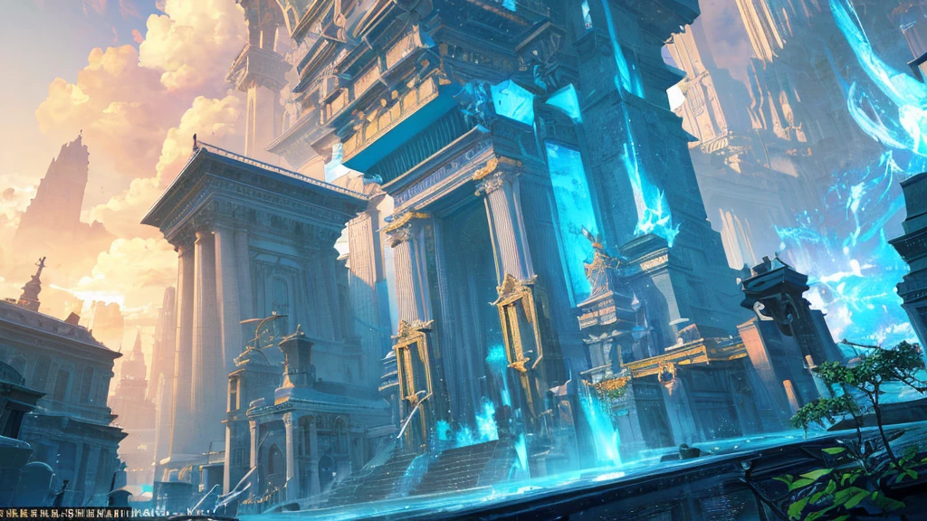 (best quality,4k,8k,highres,masterpiece:1.2),ultra-detailed,(realistic,photorealistic,photo-realistic:1.37), cube of power in a pedestal, ancient artefact, blue glow, small cube, dramatic lighting, vibrant color, detailed landscape, intricate, ethereal beauty, From Brian Froud and Carne Griffiths and Wadim Kashin and John William Waterhouse, 8K post-production, high resolution, hyperdetailed, depth of field, HDR, intricate