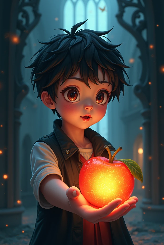 Boy giving away anime style fruit
Gothic