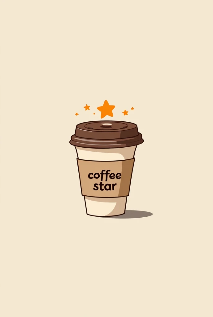 An image of a coffee cup with a lid and a star on top that looks kawaii like a minimalist design that says 'coffe star' on it, but the letters are on the cup.