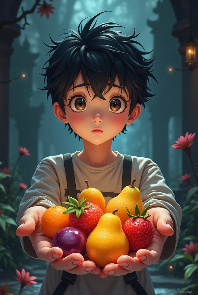 Boy giving away anime style fruit
Gothic 