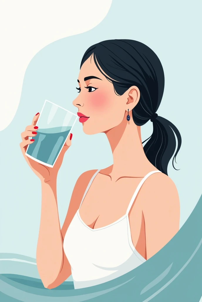 A woman drinking water in png format, flyer illustration



