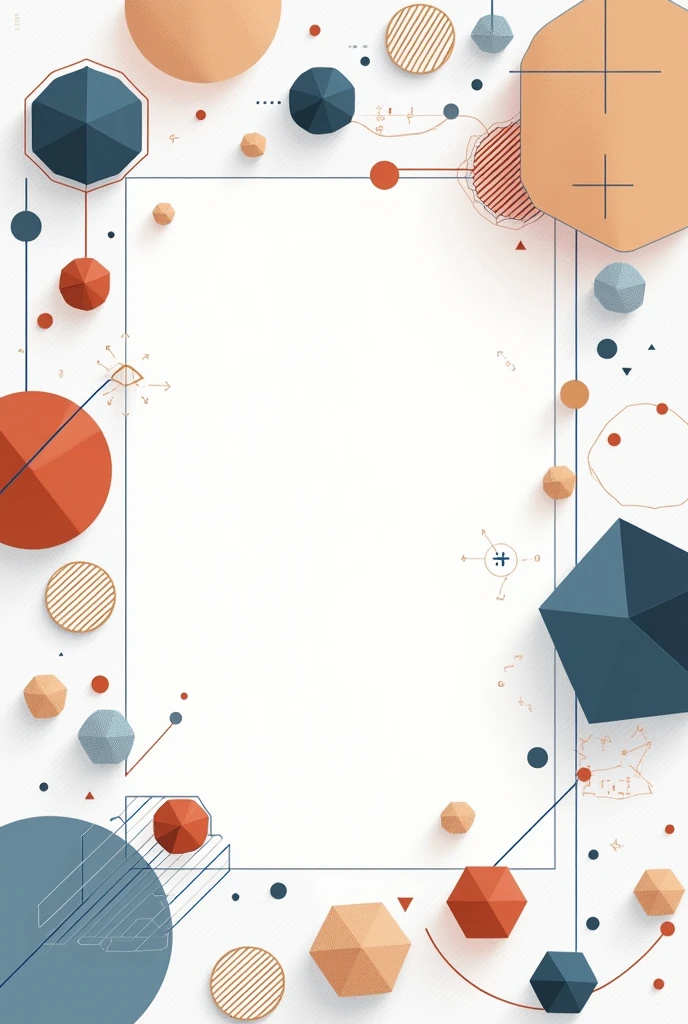 A pamphlet about math, with various polygonal and geometric elements, and some basic formulas, but with a space in the center for filling in information