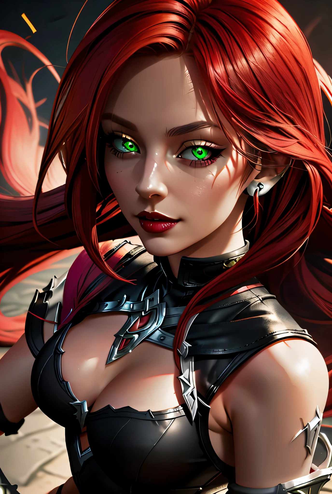 (katarina league of legends), Battle Academia Katarina, schoolar uniform, looks seductive, posse sexy, high resolution, super detaill, 8k, in a dark place, Overview