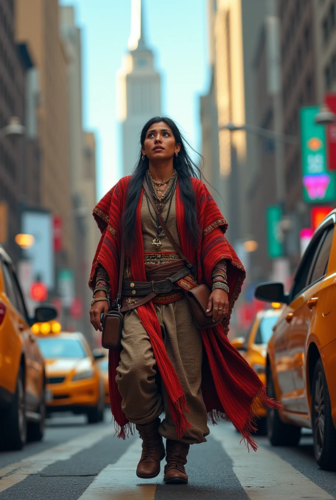 Peruvian native of the highlands visiting New York
