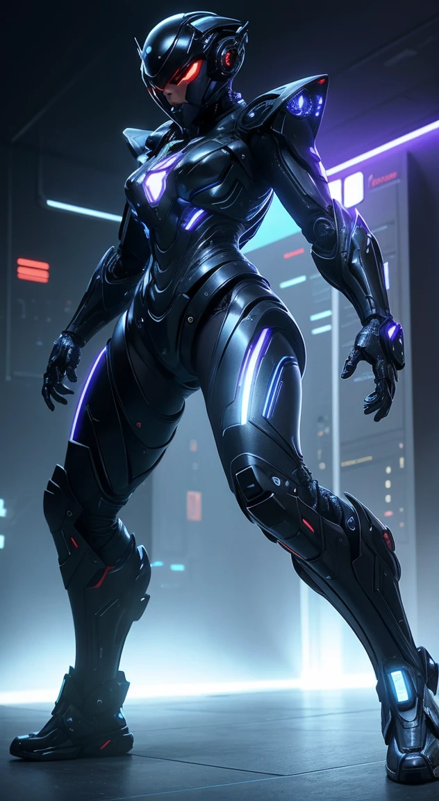 Massive Computer System、Server Anthill, Defense Structure Morphology、Computer Boards Protruding from All Sides、 Strange Auroral Glow、Dressed in work clothes、Equipped with Adjustment Devices、Mother Computer、Fractal Electronic Circuitry、Laser beam、Defensive stance