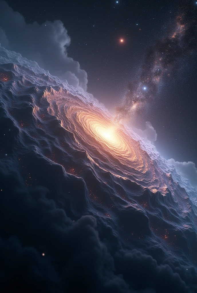 A simulation of the distribution of dark matter in the universe.
