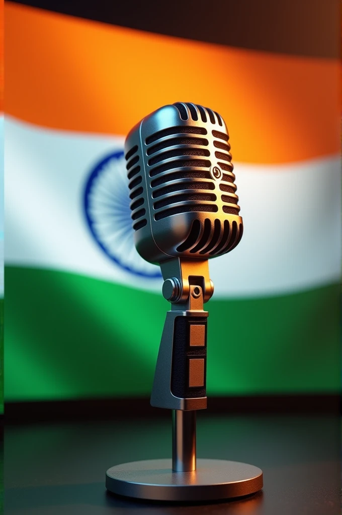 News channel mic in indian national flag color , happy ndependence day wishes.