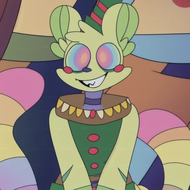 (front facing:2), (best quality. high quailty:1.5), rdwtdw, 1girl, solo, furry, hat, tail, (green shirt with red buttons, green pants), curvy chest