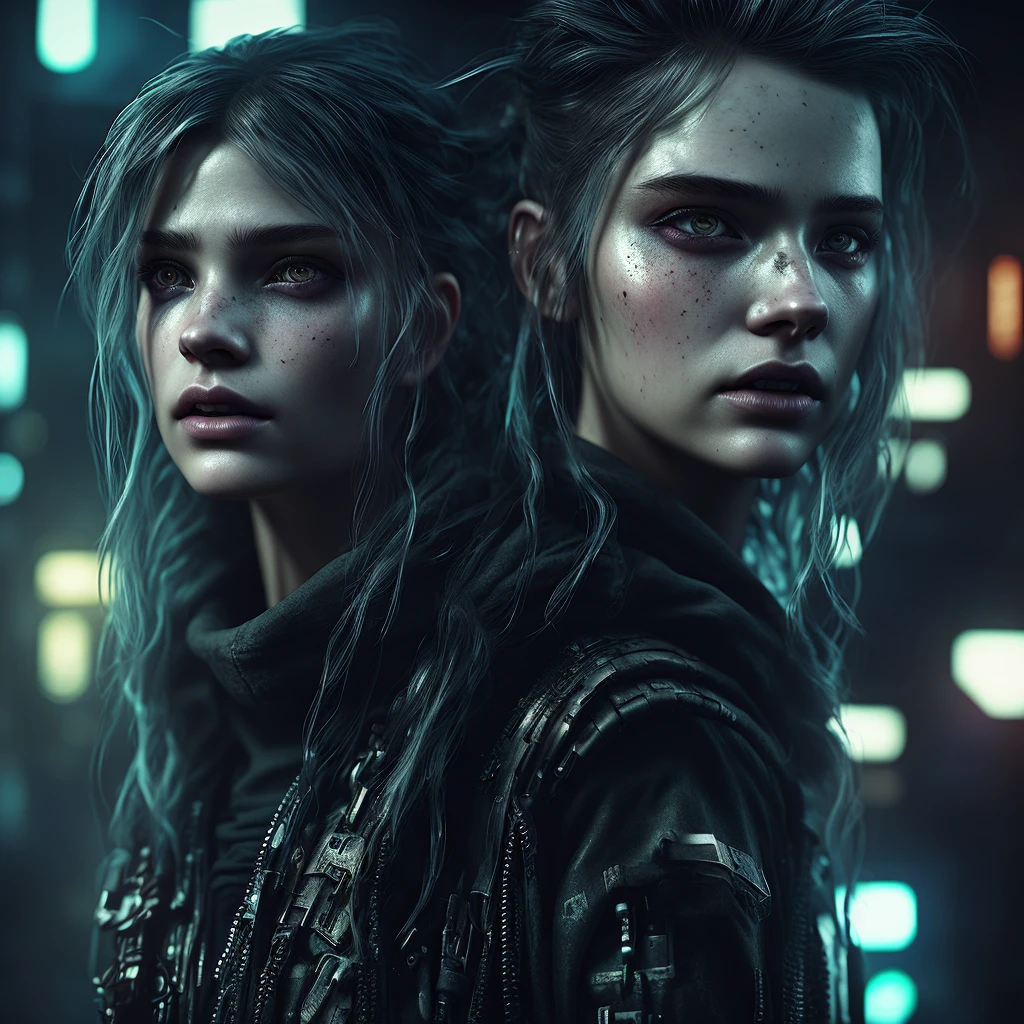 cyberpunk dystopia, 1girl, beautiful detailed eyes, beautiful detailed lips, extremely detailed face and skin, longeyes, messy cyberpunk hairstyle, futuristic cyberpunk outfit,dark moody lighting, dramatic shadows,, advanced technology, gritty and grunge atmosphere, cinematic composition, photorealistic, 8k, highly detailed, masterpiece