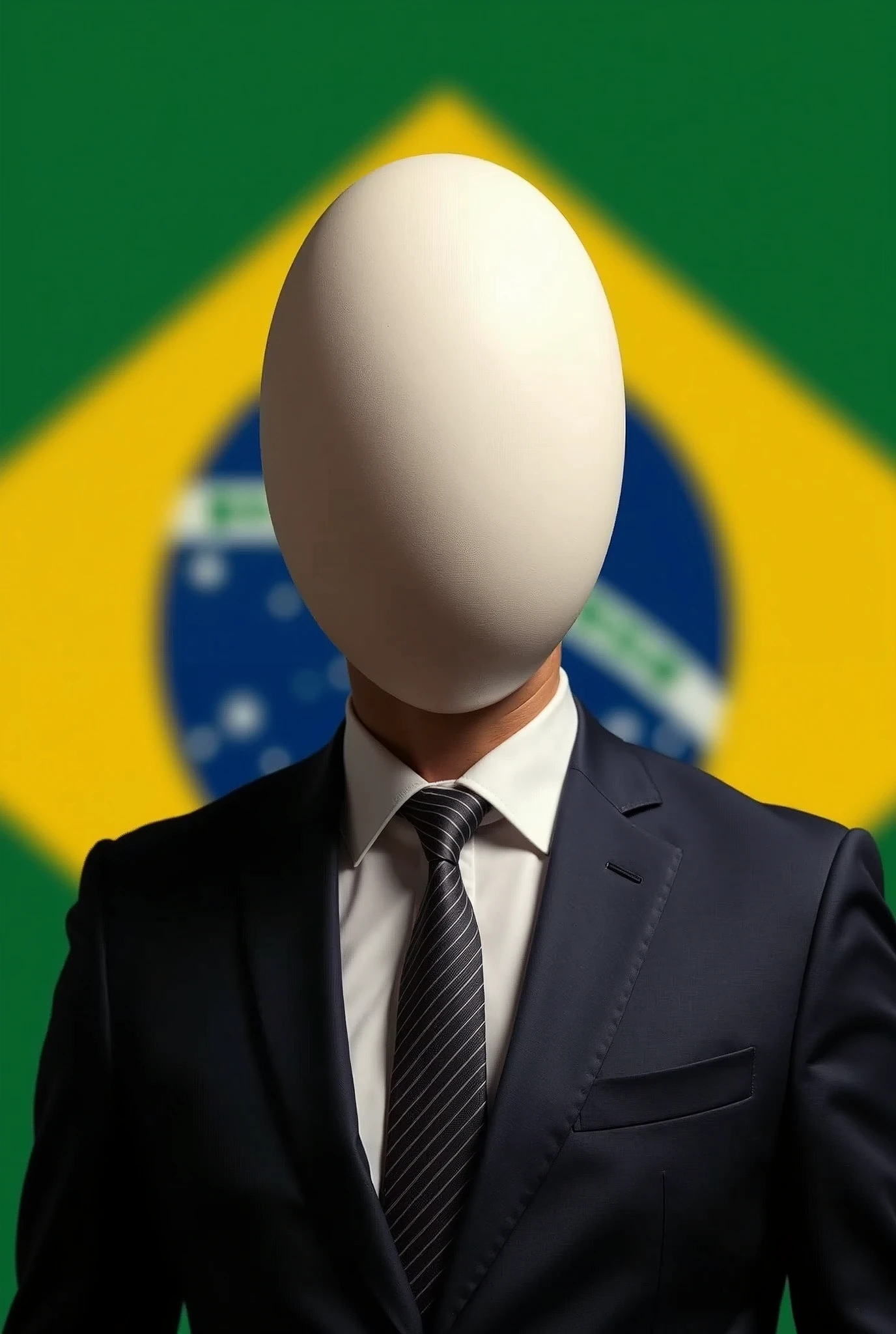 The egg-shaped head , photo of Alexandre de Moraes, minister of the Brazilian Supreme Court, Brazil flag, have a large pen drive, green and yellow 6 Gigs compromising
