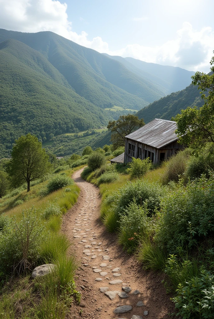 A protected area in hills with native vegetation in recovery, Old mining structures, Ecotourism trails, and a local community involved in the conservation and promotion of sustainable ecotourism.