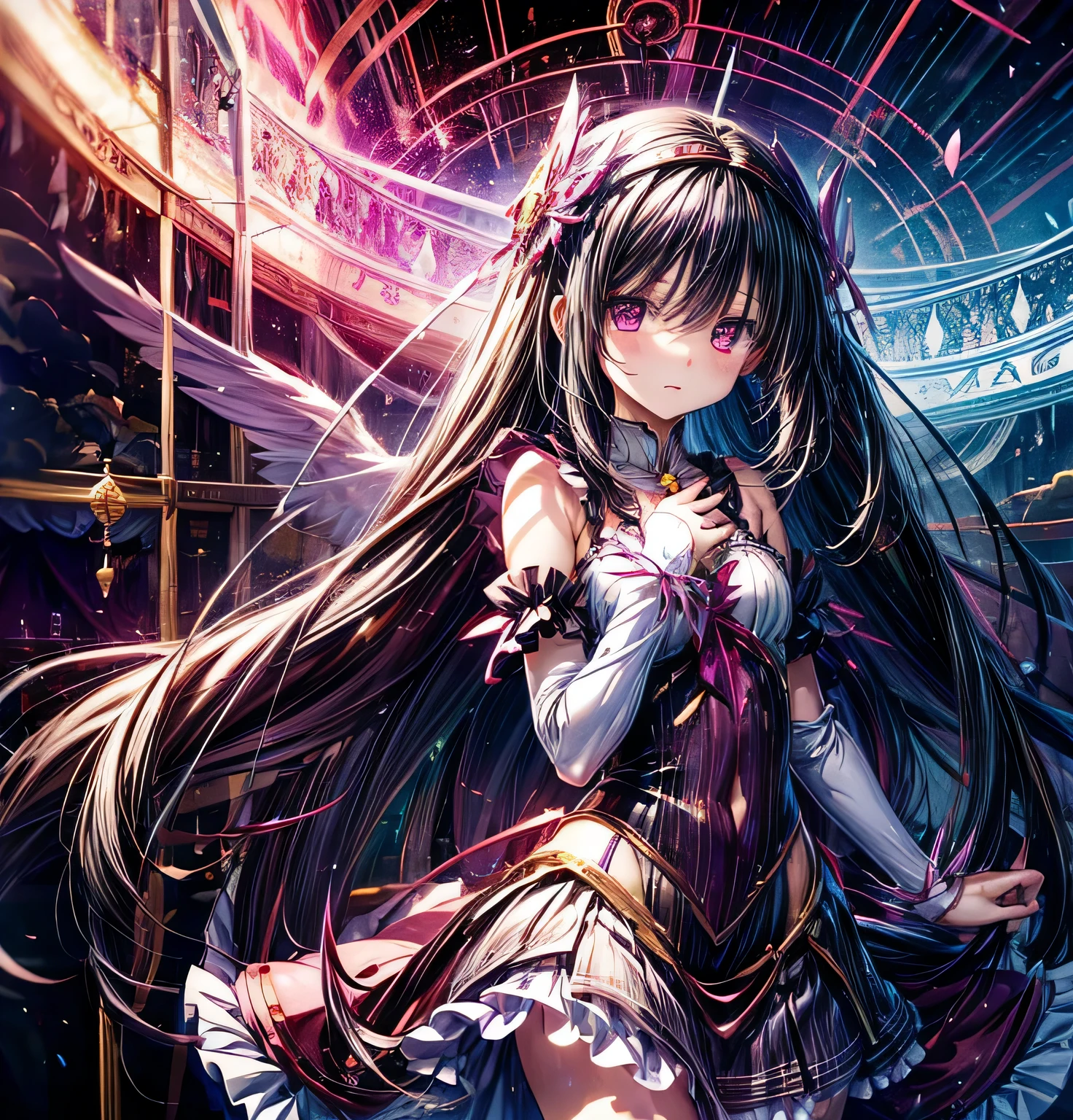 Madoka Magica Soul Gem Corruption beautiful girl Magical girl Homura Akemi Black Hair long hair