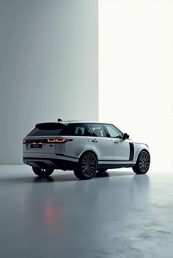 A Range Rover vehicle positioned to the left of the image, with the right side slightly floating. The background of the image is blurry or lacking in detail to emphasize the Range Rover in a format that leaves enough space opposite the vehicle.