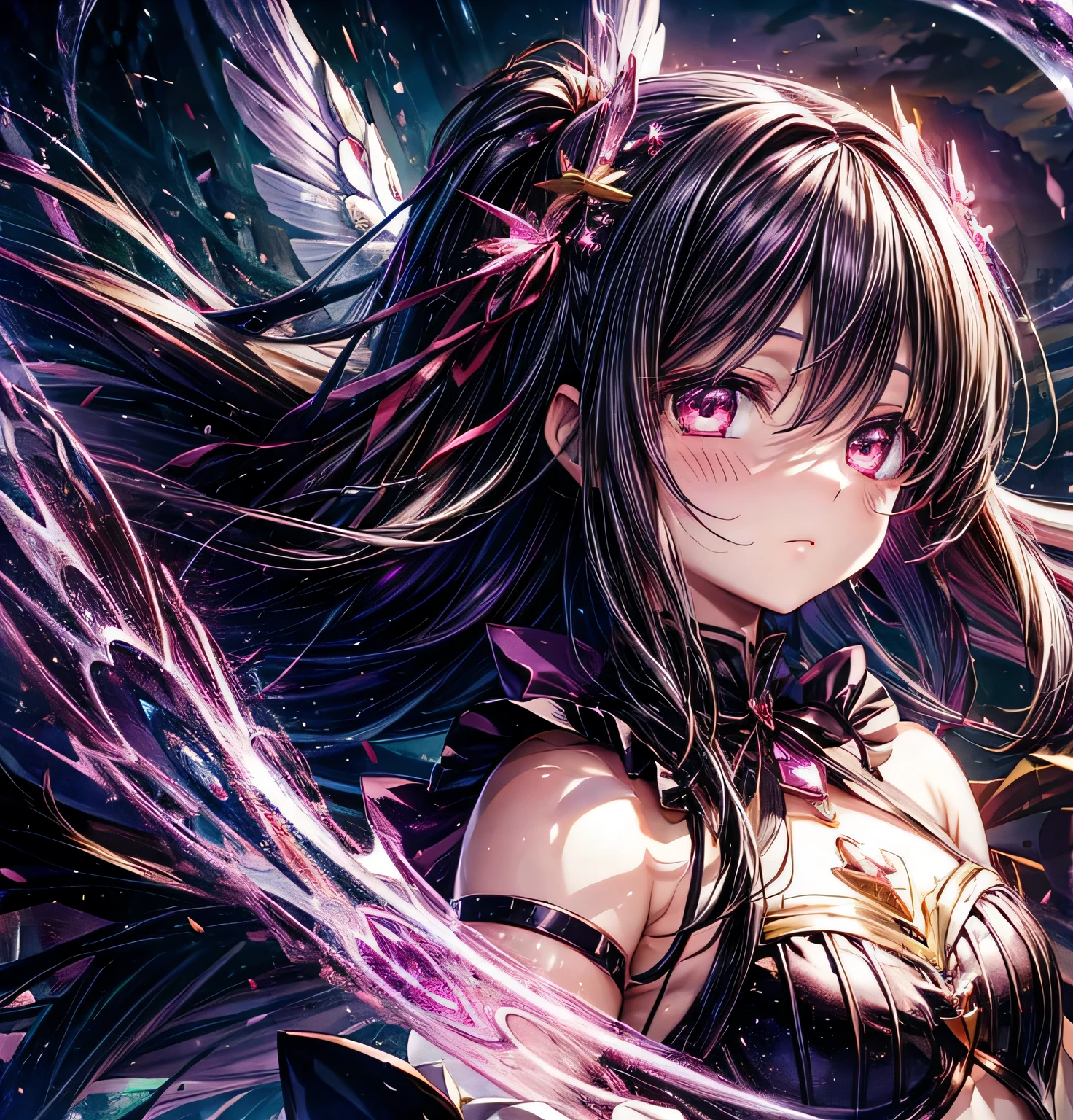 Madoka Magica　　Soul Gem Corruption　　beautiful girl　Magical girl　Homura Akemi　Black Hair　long hair