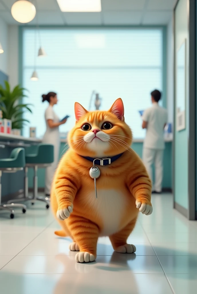 The fat orange cat go to see dentist