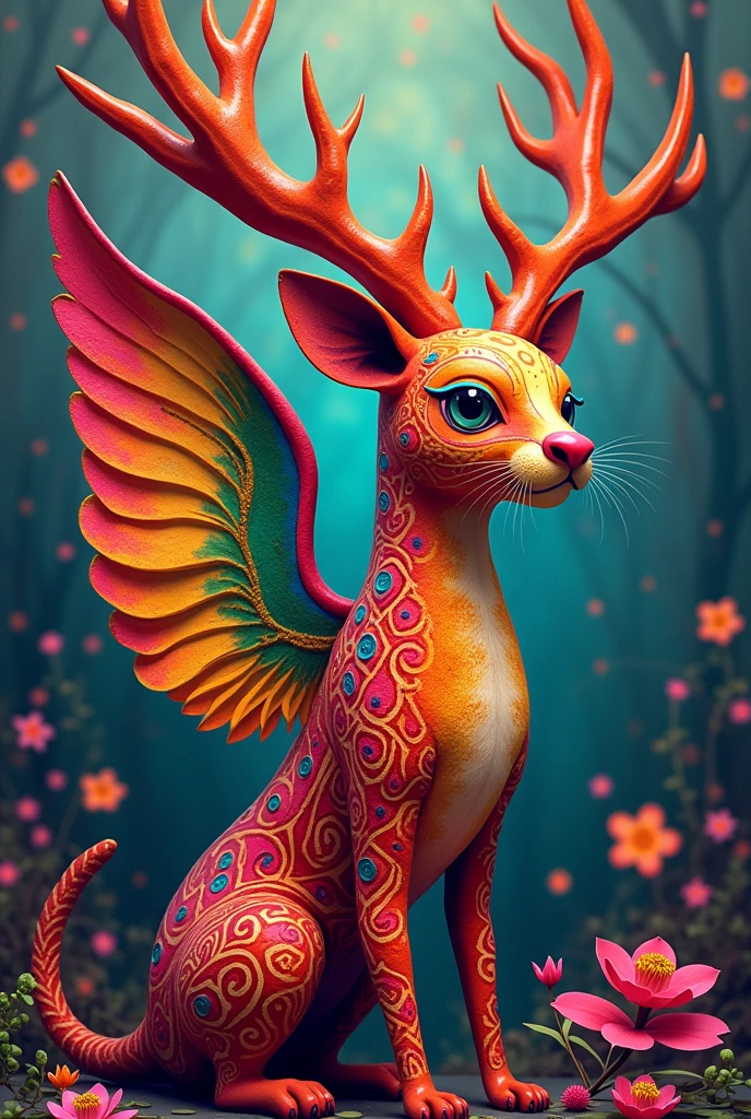 Create an alebrije with 3 animals