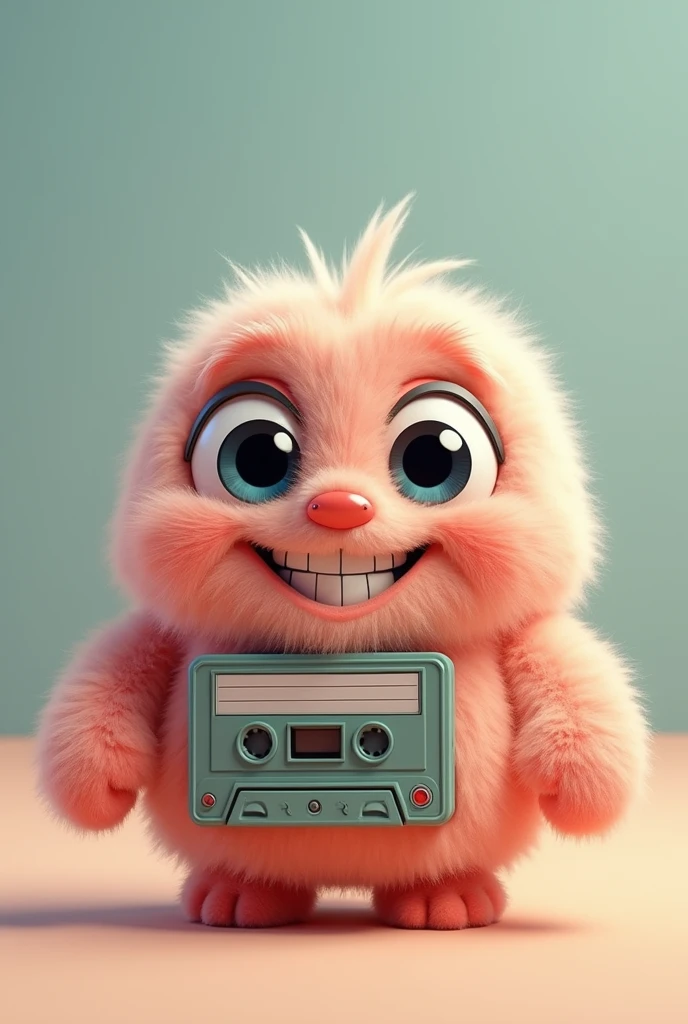 A cassette player, fluffly, Grinning